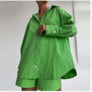 Never Worn Green Button-Up Set